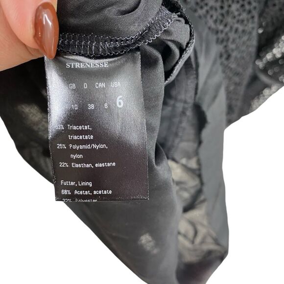 Strenesse Size 6 Black Lace Luxury Cocktail Dress Whimsigoth 100% Silk Victorian - Picture 8 of 11